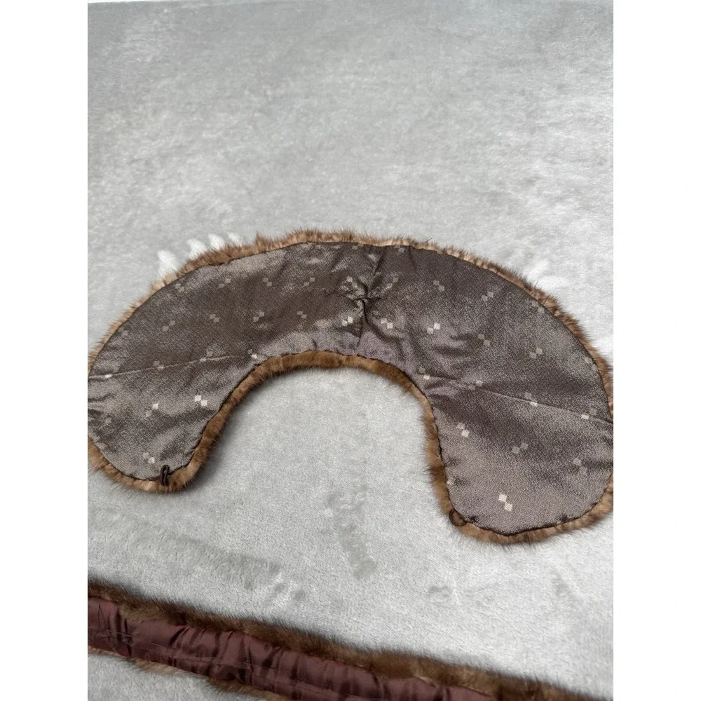 Vintage 2pc Real Mink Fur Collar Stole Set Brown Necklace 40s 50s Old Money
